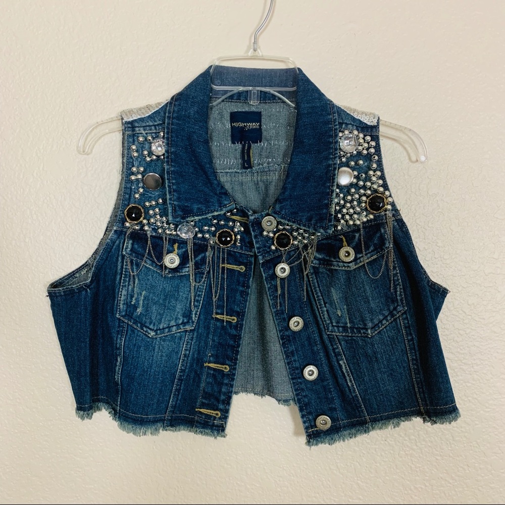 Custom Cropped Denim Jean Vest